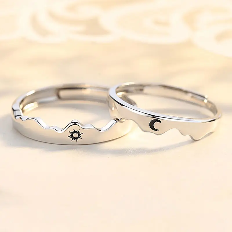 Sun Moon Couple Rings Open Adjustable Ring Each Other Lover Couple Friends Gift Wedding Jewelry Rings