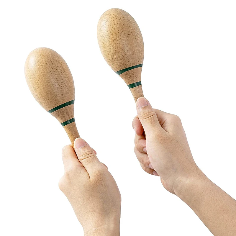 Wooden Varnish Sand Hammer Toy Kids Instrument Education Toy Musical Hand Shaker Maracas
