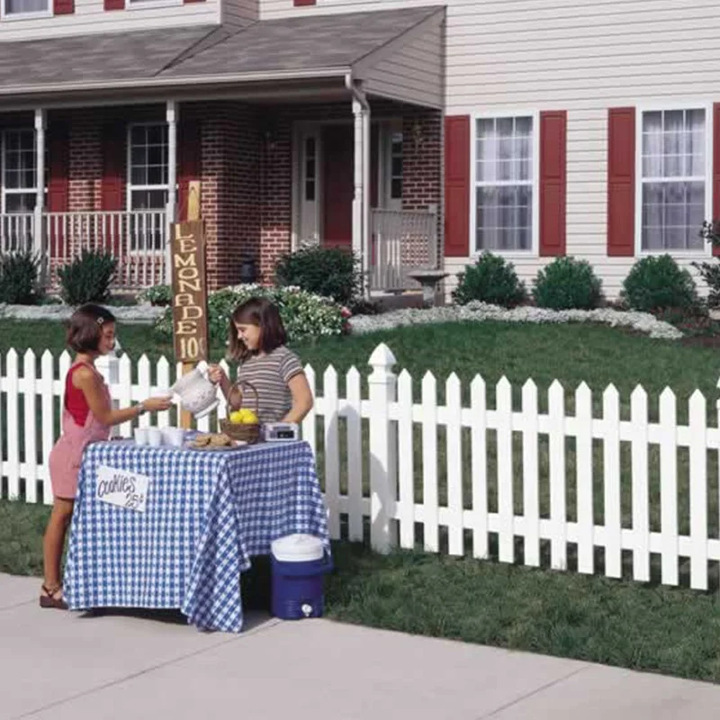 Cheap white picket fence gate, garden vinyl picket fence