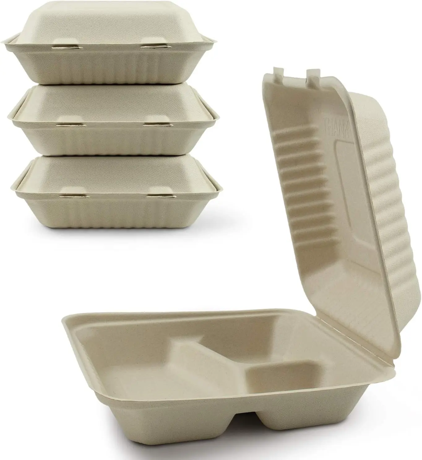 No added pfas bagasse food container Takeaway Clamshell Food Container Biodegradable Bagasse Lunch Box