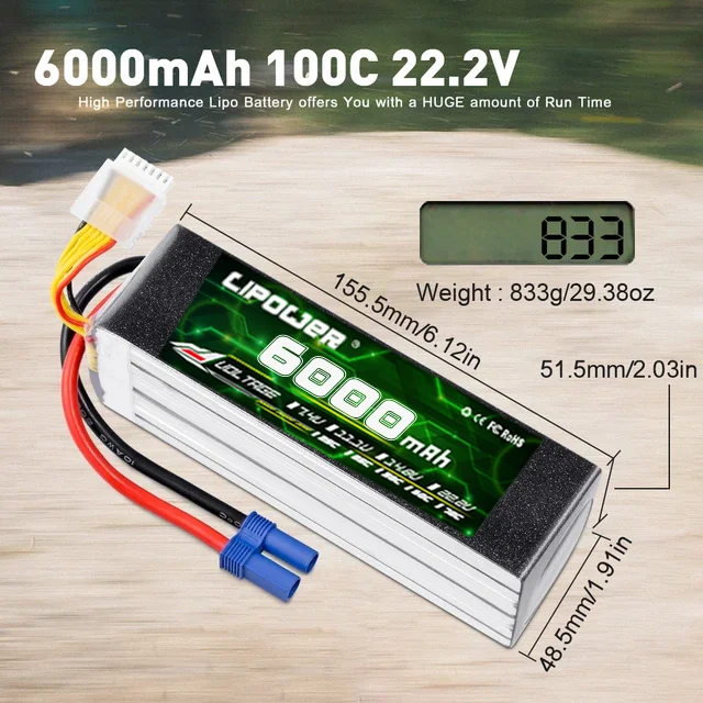 XT60/XT90/EC3/EC5 Plug Connector RC Lipo Battery 6000mah 3S 4S 6S 11.1v 22.2v for Aircraft Quadcopter Drone Battery