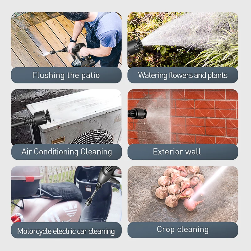 High Pressure Cleaning Water Gun Wireless Rechargeable Car Wash Water Gun Electric Spray Gun