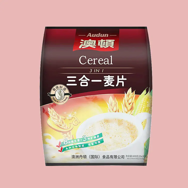 
China Supplier Delicious Audun 3 in 1 Compound Healthy Instant Oatmeal Breakfast Cereal For Home 