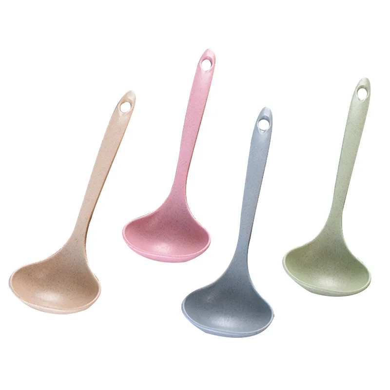 Fashion kitchen utensils wheat straw soup spoon thickened long handle soup spoon kitchen plastic kitchenware large spoon