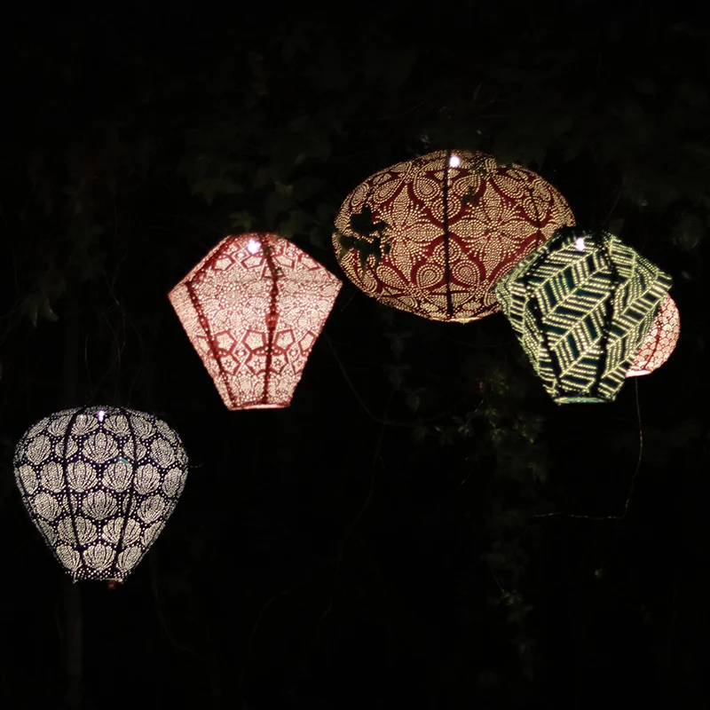 Nicro Pearl Wave Geometric Lace Pattern Waterproof LED Lamp Thick Paper Outdoor Solar Lantern Lights Garden Room Tyvek Lantern