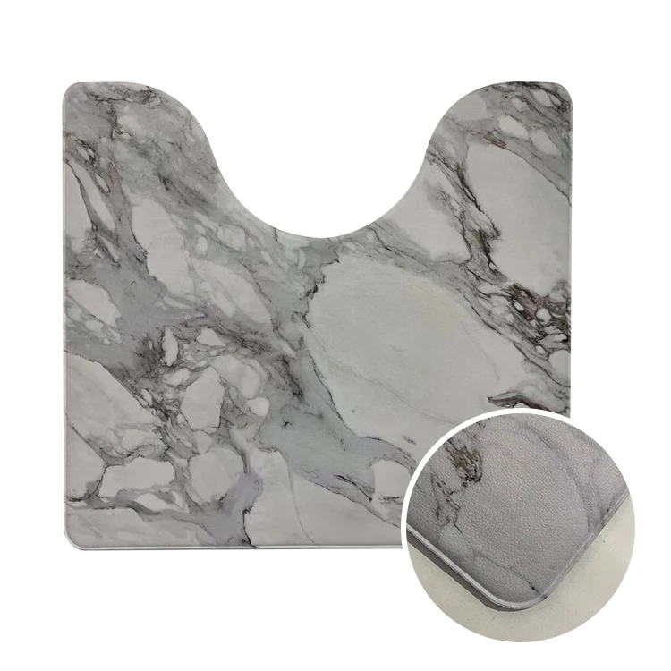 
5-8mm Environmental hot sales comfort anti slip easy cleaning printed marble bath and toilet pvc mat 