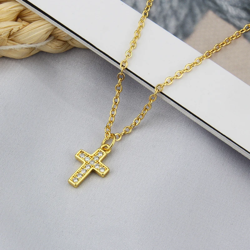 New Design Fashion Gold Plated Pendant Necklace DIY Cross Tower Accessories High Quality  Vintage Chain Necklace Jewelry