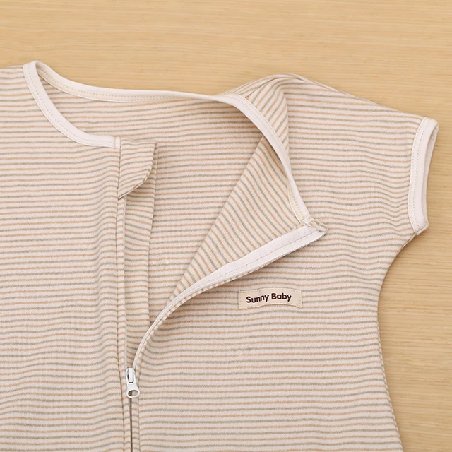 Baby Sleeping Bag 100% Organic Cotton Stripe Short Sleeve Baby Muslin Sleep Sack