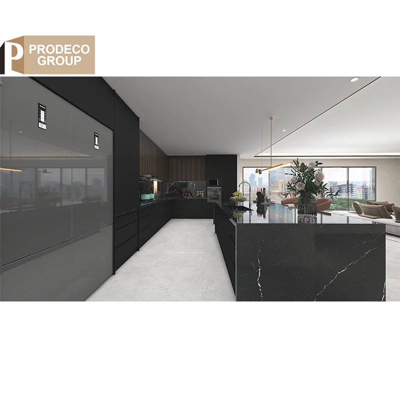 Prodeco Cupboards Furniture Small Design Aluminium L Shape Hanging Cabinet Kitchen Unit Cabinet Luxury for Project