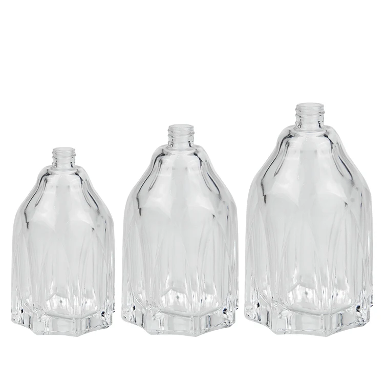 Wholesale custom Polygon 750 ml 500ml 1000ml vodka 1 liter 350ml liquor rum whiskey spirit empty wine bottles