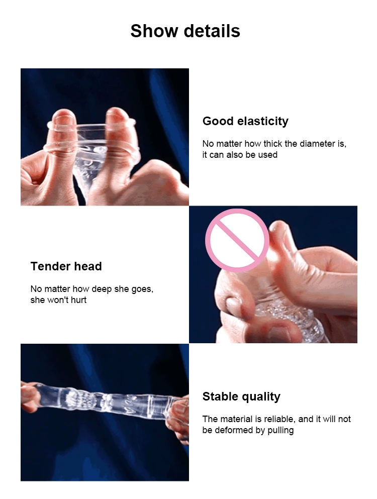 Crystal Dildo Silicone Reusable Condom For Penis Enlargement Thick Penis Sleeve Extender Soft Cock Enlarge Cover Intimate Goods