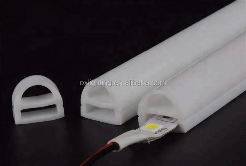 Transparent White Rectangular Flexible D Shape Silicone Tube For Led Strip 10MM 12MM 15MM