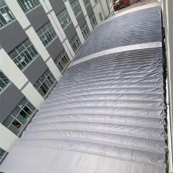 Better quality PVDF automatic push-pull shed for warehouse,bus/car parking manufacturer