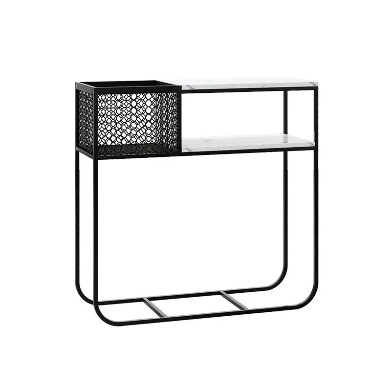 
Nordic marble light luxury style porch platform modern corridor small bar against wall long narrow storage rack 