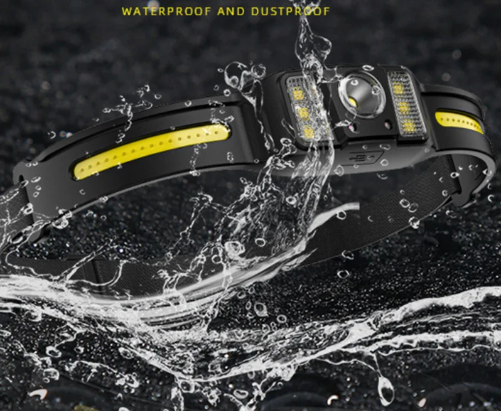 270 Degree Vision Illumination Outdoor Portable Adjustable COB Sensor Headlamp with 5 Modes Waterproof Ipx4 Inspection Headlamp