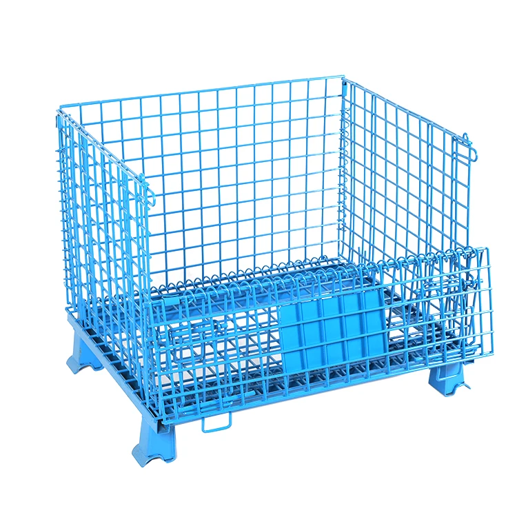 High Quality Industrial Foldable Wire Metal Pallet Cage Folding Stackable Storage Container