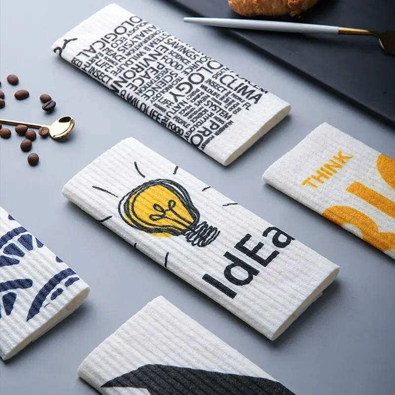 Household Kitchen Cleaning Cloth Reusable Green Eco Friendly Wood Pulp Cotton Super Absorbent Cellulose Swedish Dish Towel