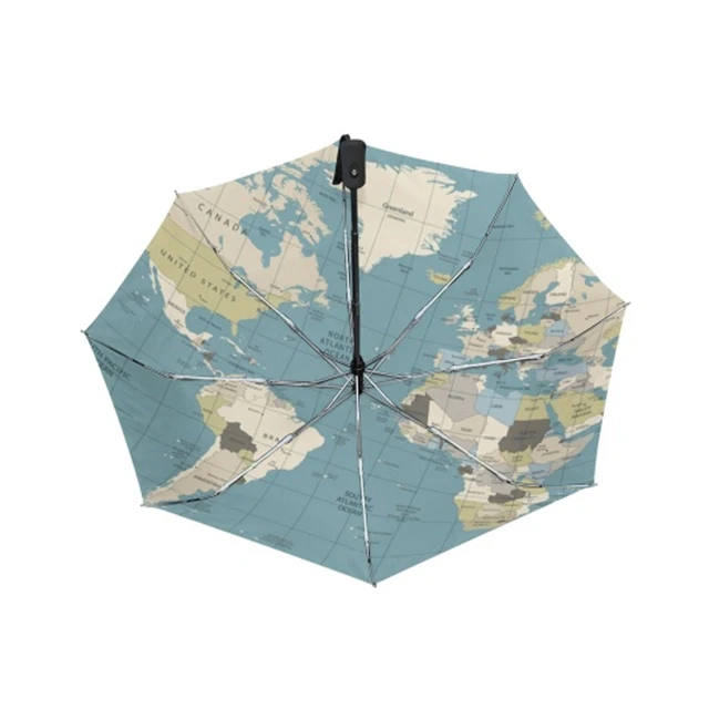 World Map Personal Customized Auto-open Outdoor Folding Umbrella