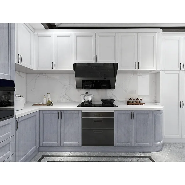 Customized  modern style pvc grey kitchen cabinets
