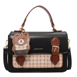 Fashion Pu Leather Single Shoulder Messenger Bag 2022 Wholesale Price Women Bags Branded Ladies Handbag With Bear Pendant