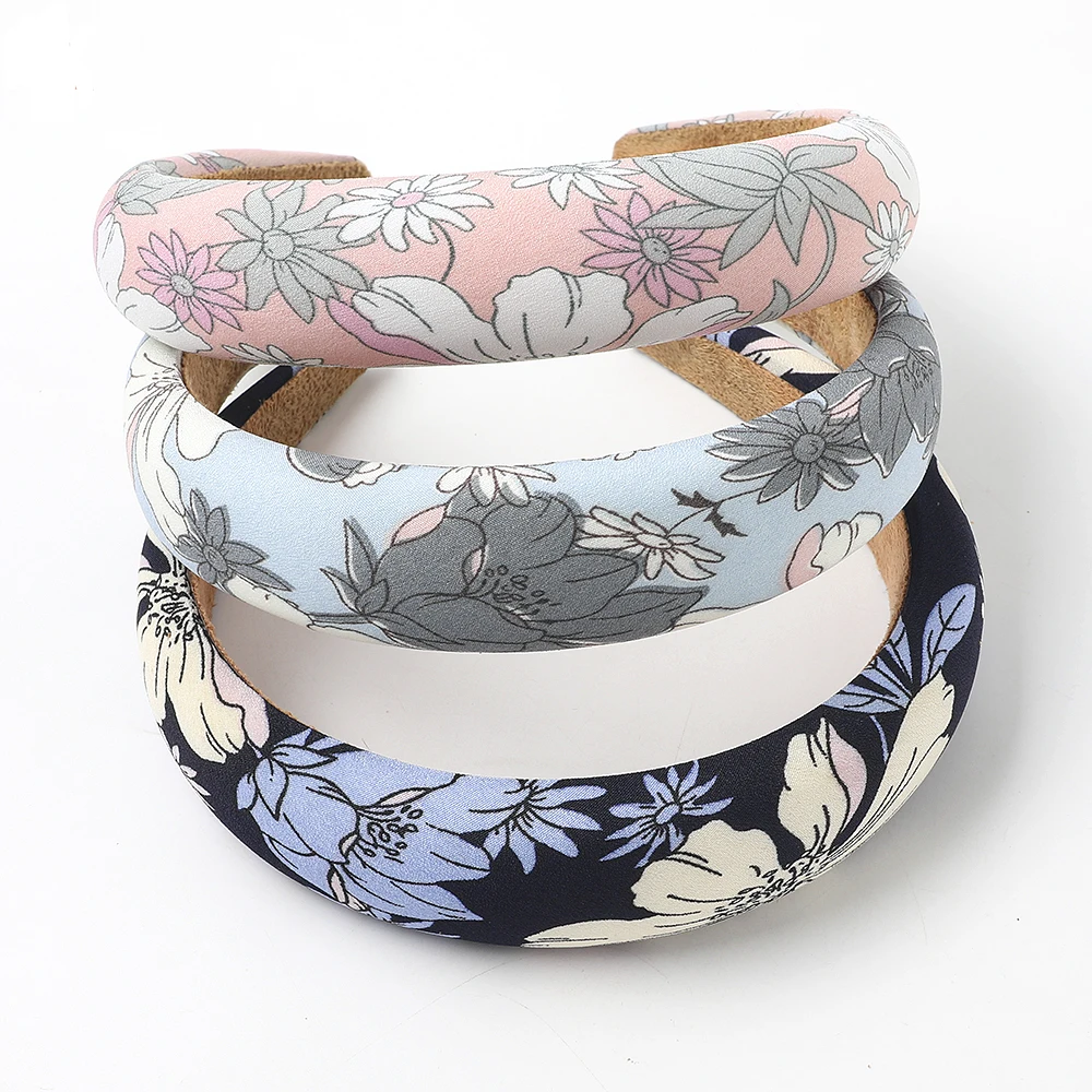 Spring daisy Floral printed Headband Wide thicken hair hoop padded headband for Women designer headbands famous brands