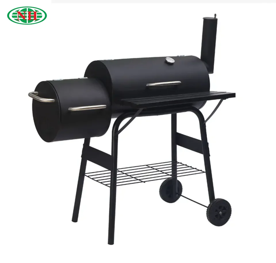 Large Cooking Area Trolley Offset Smoker Vertical BBQ Grill
