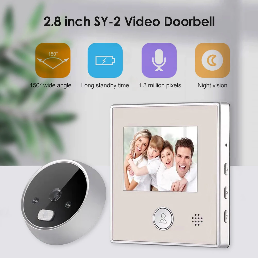 2.8 Inch LCD 1.3MP Digital Video Doorbell Night Vision Electronic Door Peephole Viewer Video Camera Door Bell for Home Security