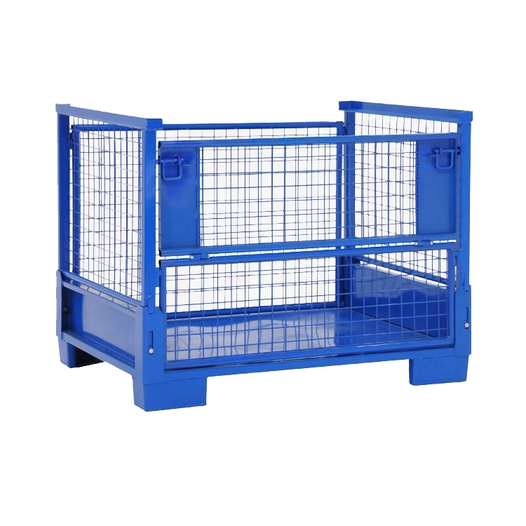 Heavy duty durable folding stacking warehouse storage steel wire mesh stillage cage