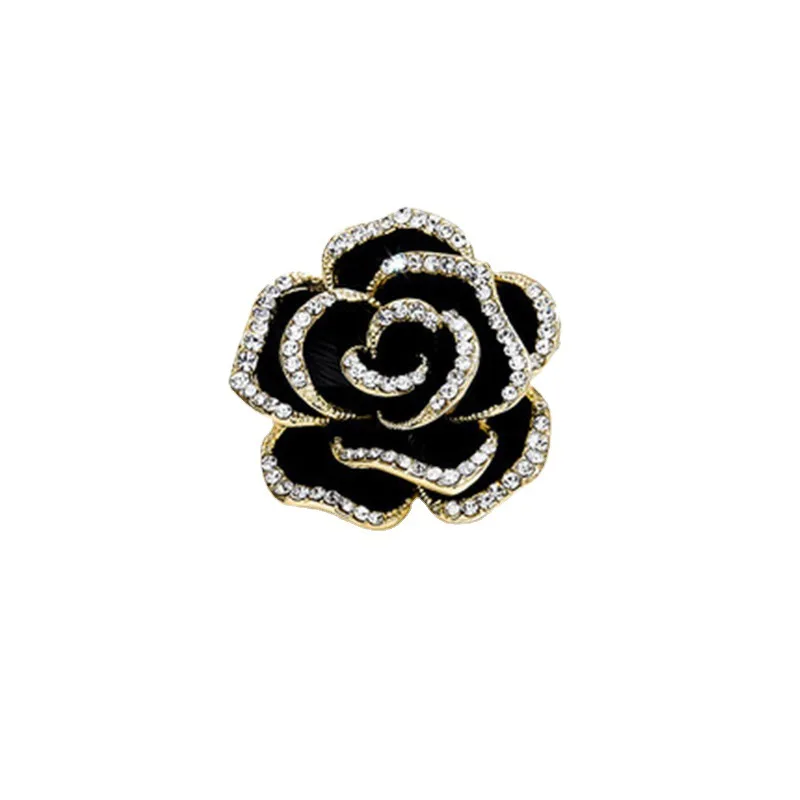Black rose camellia new brooch