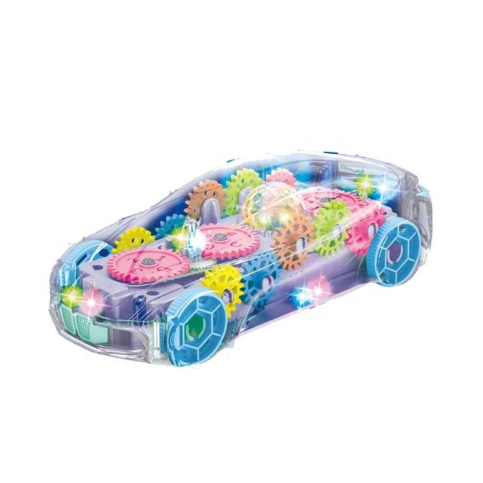 Hot Selling Manufacturer Electric toys car transparent gear gimbaled concept car with automatic steering light music