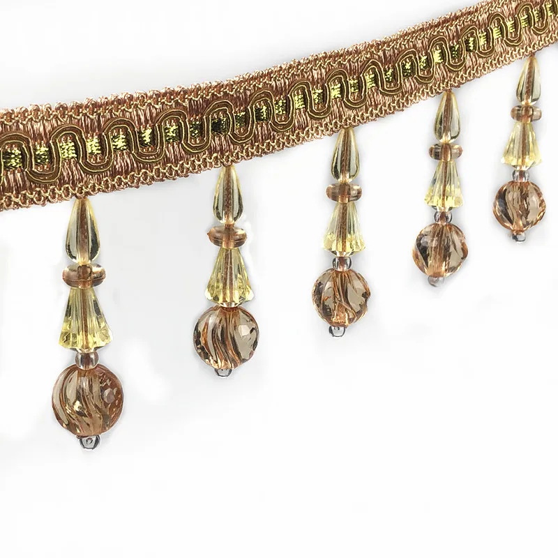 Multicolor 12.5 Yard Braid Beaded Pendant Curtain Tassel Hanging Ball Fringe Trims For Home Decoration