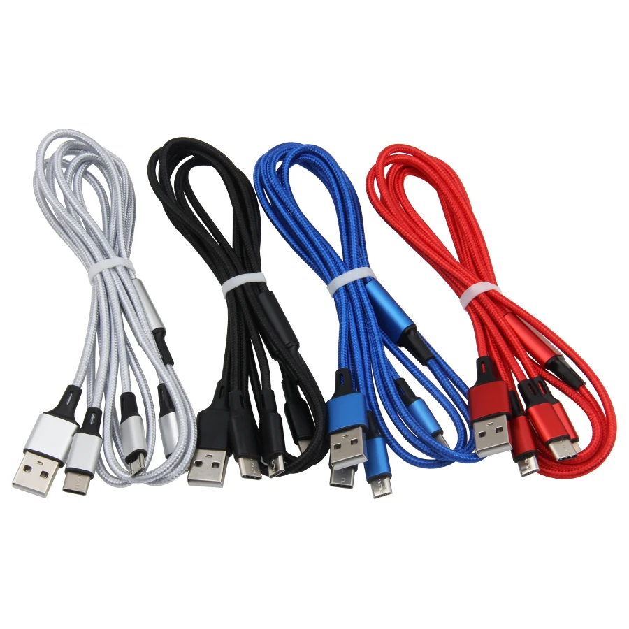  Usb кабель с нейлоновой оплеткой 3 в 1 взаимный обмен данными между компьютером и периферийными устройствами зарядный для передачи данных телефонный зарядки линия iphone Android