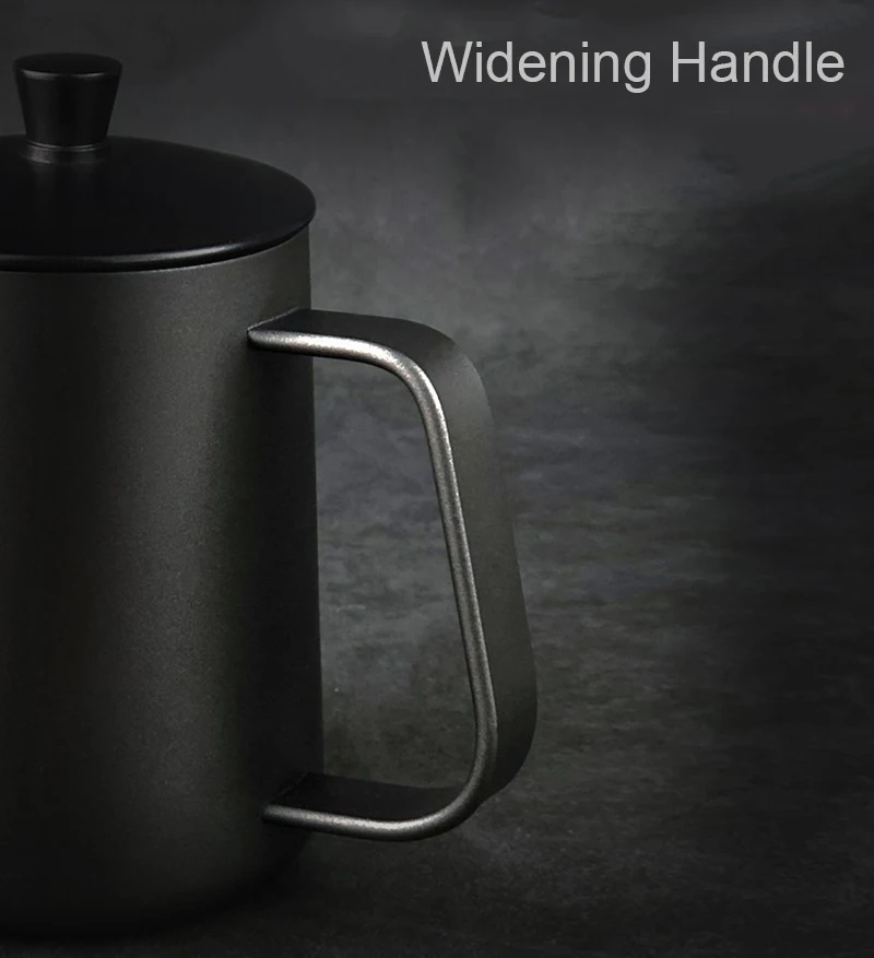 New Product Black Coating 600ml Stainless Drip Tea Hand Goose Neck Kettle Offices Pour Over Coffee Pot