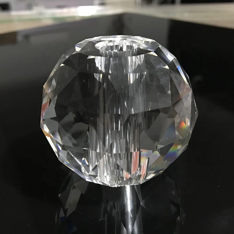 Machine Cut  Crystal Faceted Ball with through  hole