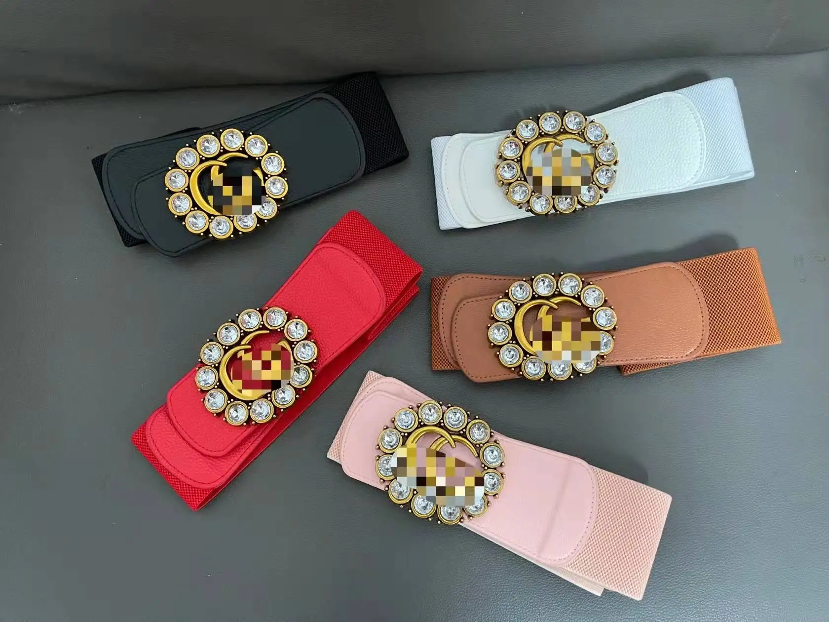 New letter CC GG brand logo design elastic waist belt women