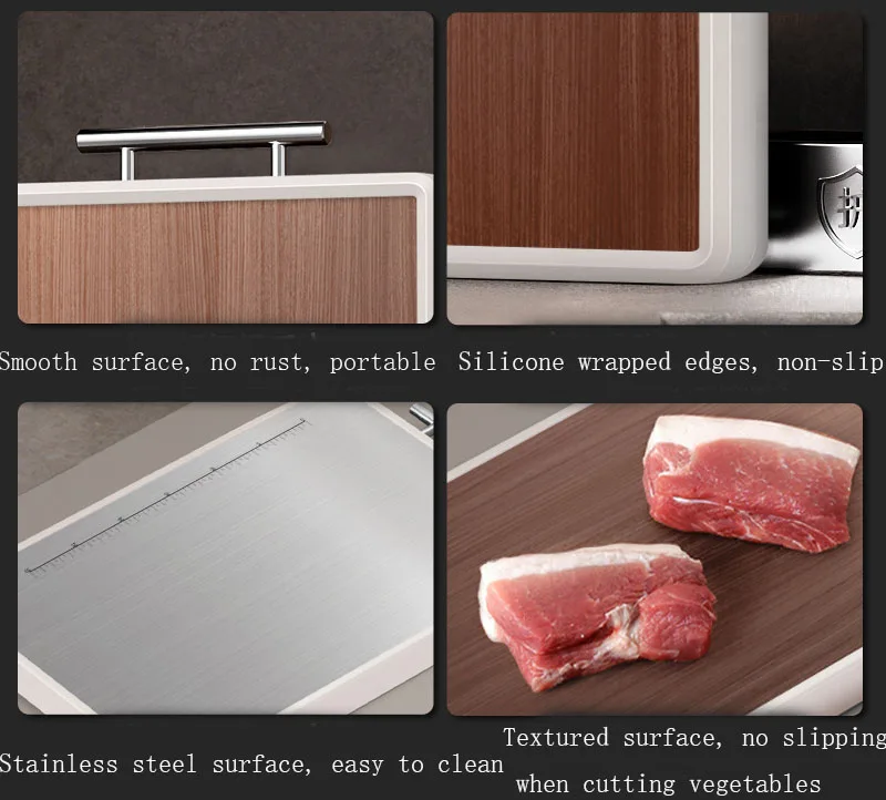 Household double-sided cutting board with stainless steel handle and PP cutting board stainless steel cutting board