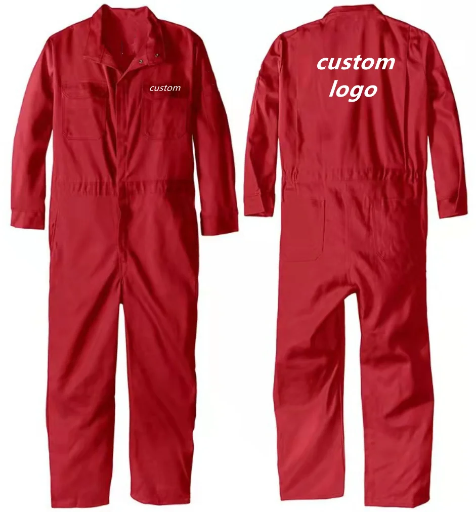 cotton safety fire resistant work clothes engineer workwear uniform flame retardant red working coveralls