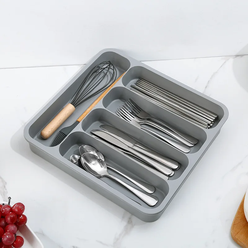 Cutlery Storage Tray Knife Block Holder Tableware Organizer Spoon Fork Separation Box Kitchen Drawer Plastic Container Cabinet