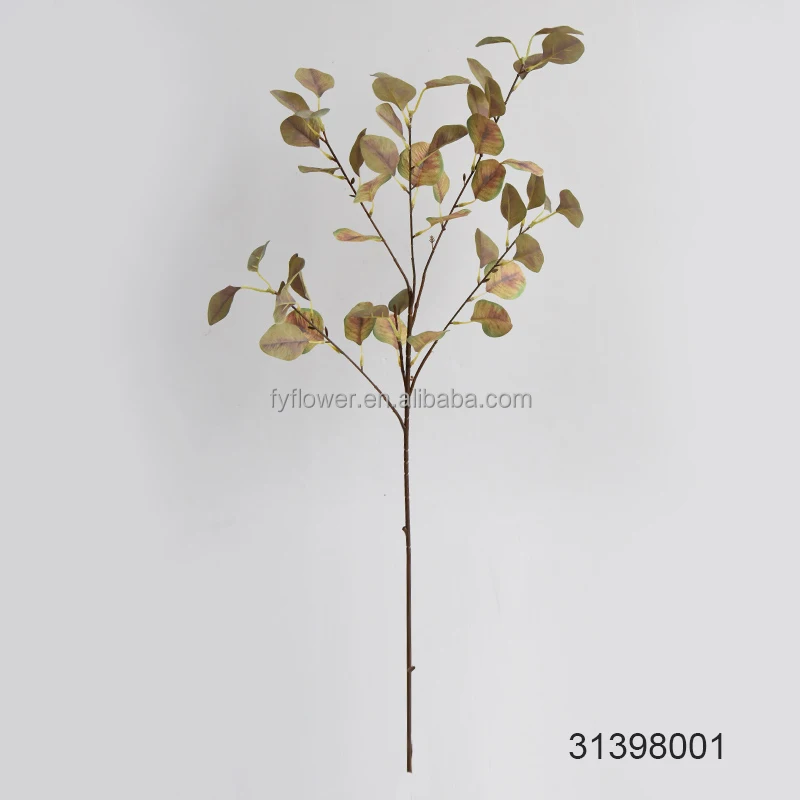 Factory wholesale decorative plant 3D printing silk eucalyptus leaves spray fake eucalyptus leaf stem for home door decoration