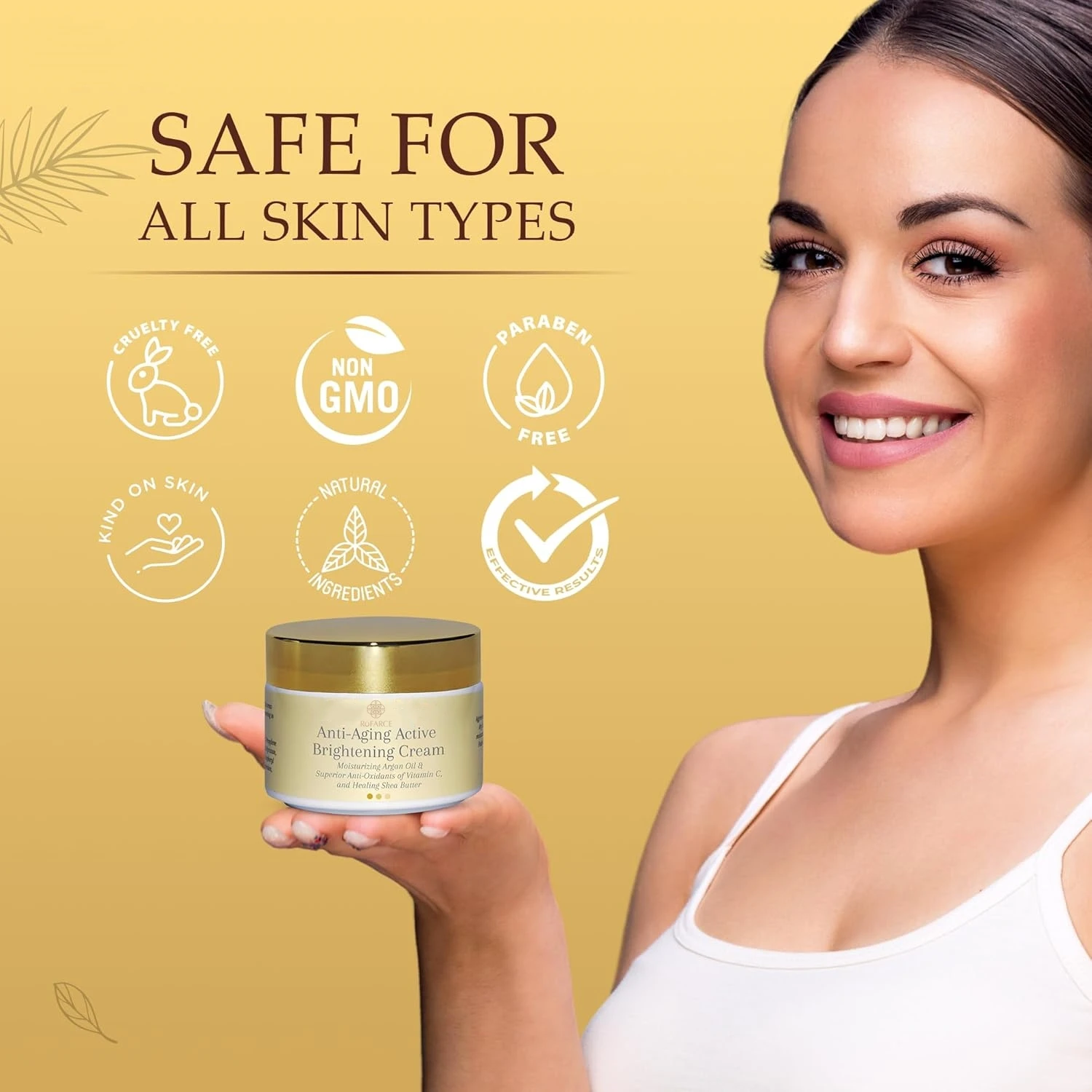 Private Label Natural 100ml Skin Brightening Cream with Argan Oil and Shea Butter for Face, Body, Hands, Elbows, Knuckles
