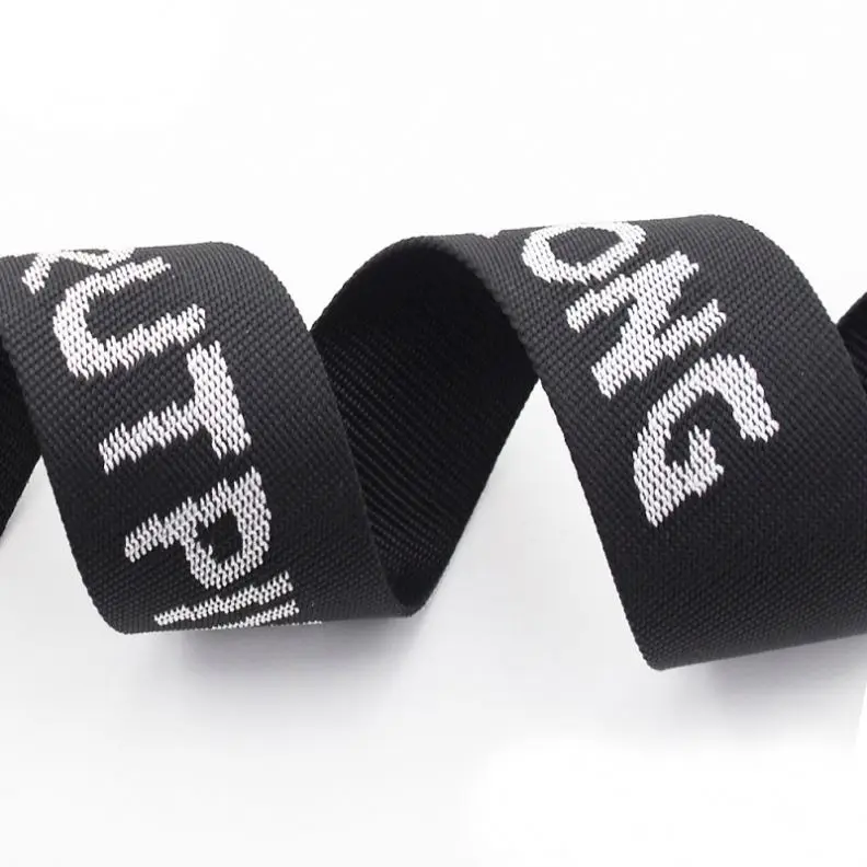 custom polyester jacquard embroidery webbing polyester flat jacquard weave nylon strap imitation nylon jacquard webbing