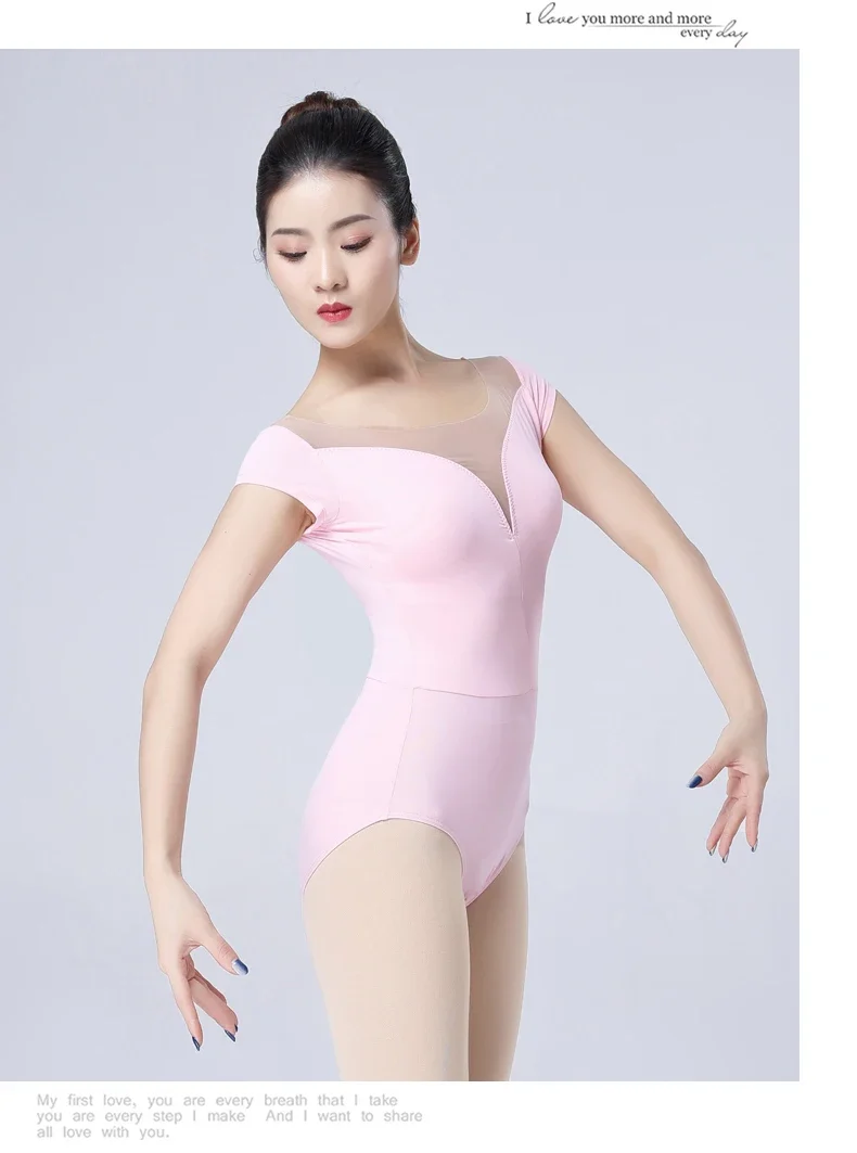 Ballet Practice Leotards for Women Aerialist Dance Costume Short Sleeve Gymnastics Leotard Latin Dance Dress Women