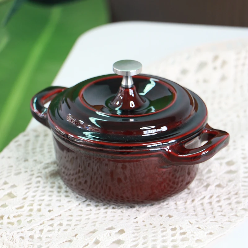 QulenoMini 10CM Cast Iron Enamel Hot Pot Set Classic Design Aluminium Cooking Pans with Lid for Home Use New Condition