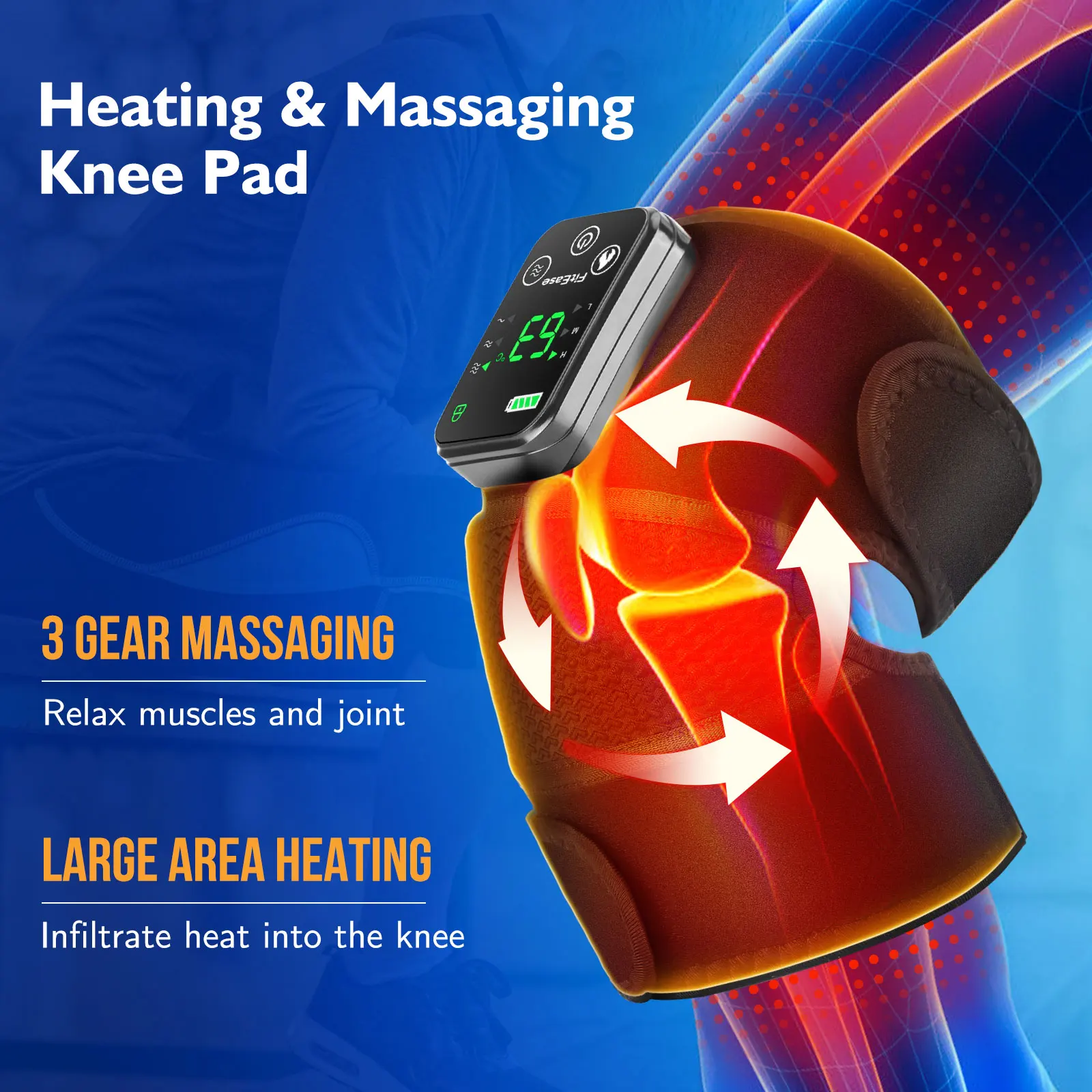 3 in 1 Shoulder Elbow Knee Pads Wireless Electric Heating Vibration Massager for Arthritis Pain Relief