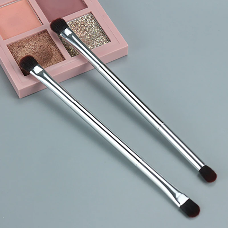 Silver Handle Double Sided Synthetic Hair Eye Shadow Concealer Brush Single Cosmetic Tool Makeup High Light Brush
