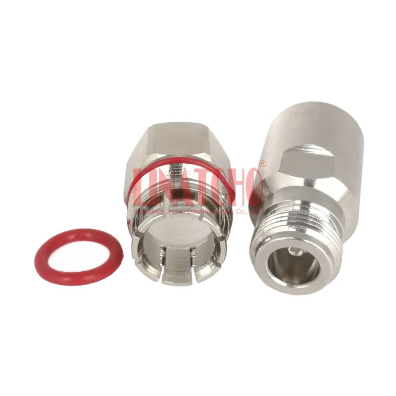 N Jack Female Connector Straight Clamp for 1/2 Inch Feeder Cable Corrugated Copper