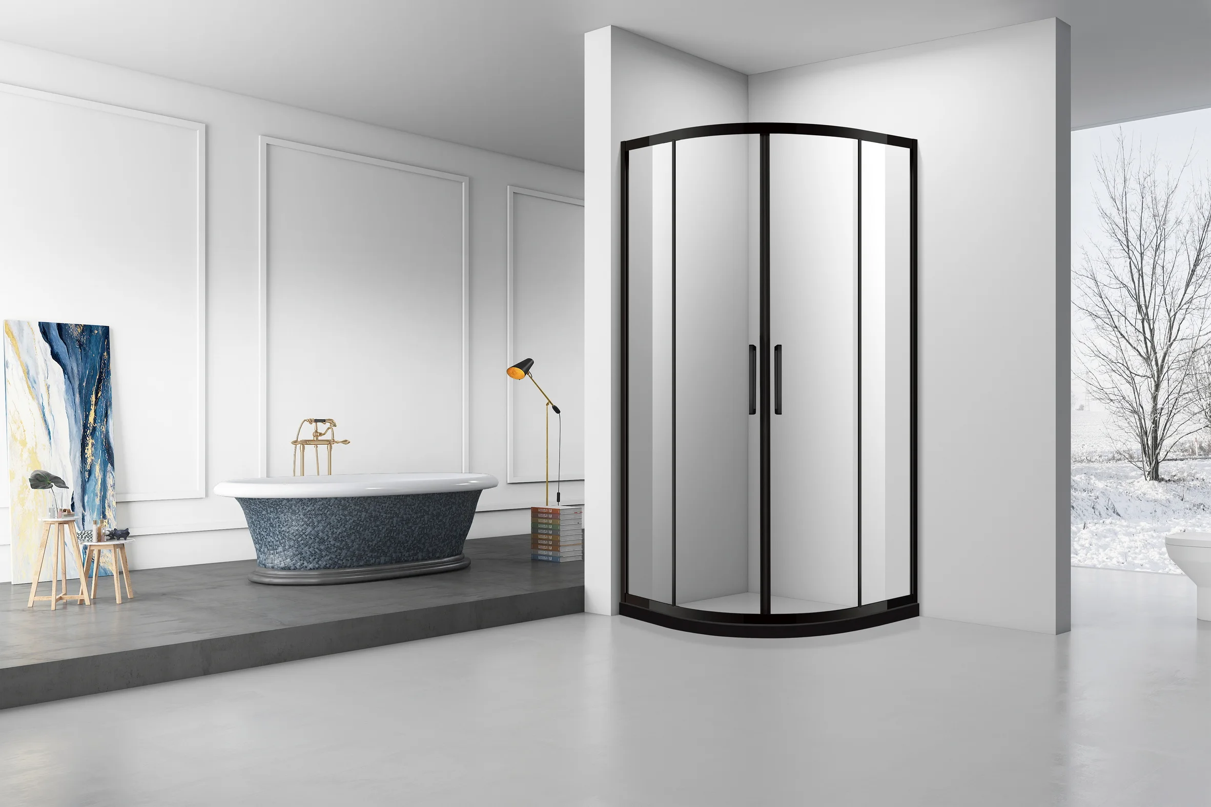 Simple Bathroom Shower Enclosure Tempered Glass Shower Cabin Door Shower Rooms