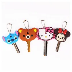 Factory Manufacture Cheap Wholesale Cartoon Anime Cute Animals Key Cover Cap Keychain