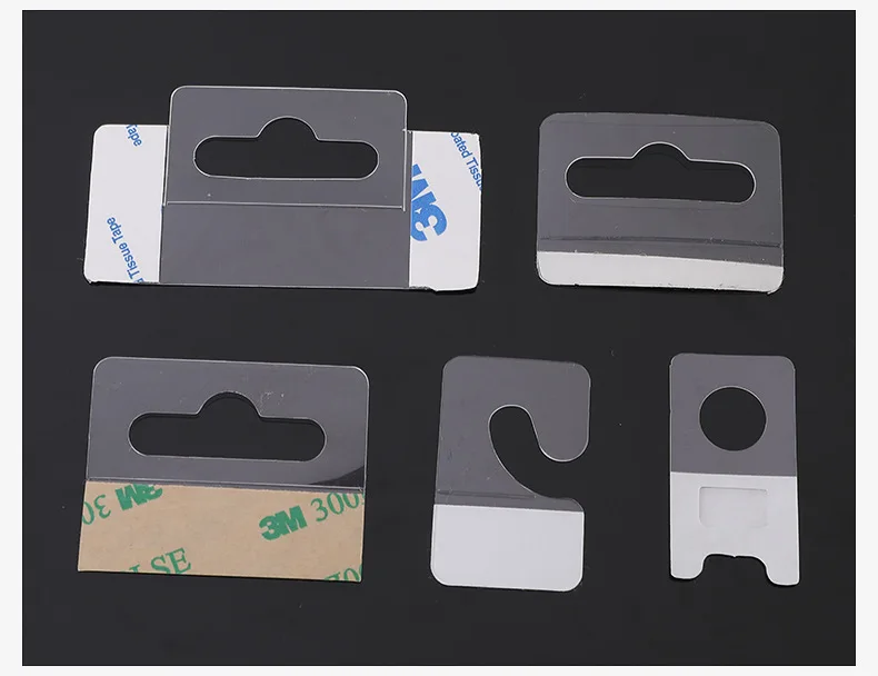 Custom design clear Slot Hole Self Adhesive adhesive Tag Hook for Sale Items
