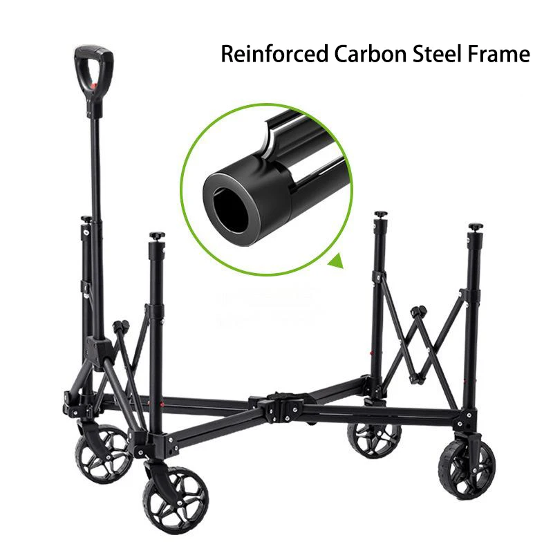 OEM Custom Camping Foldable Outdoor Wagon Cart Portable Trolley Folding Wagon Beach Cart With 4 Wheels